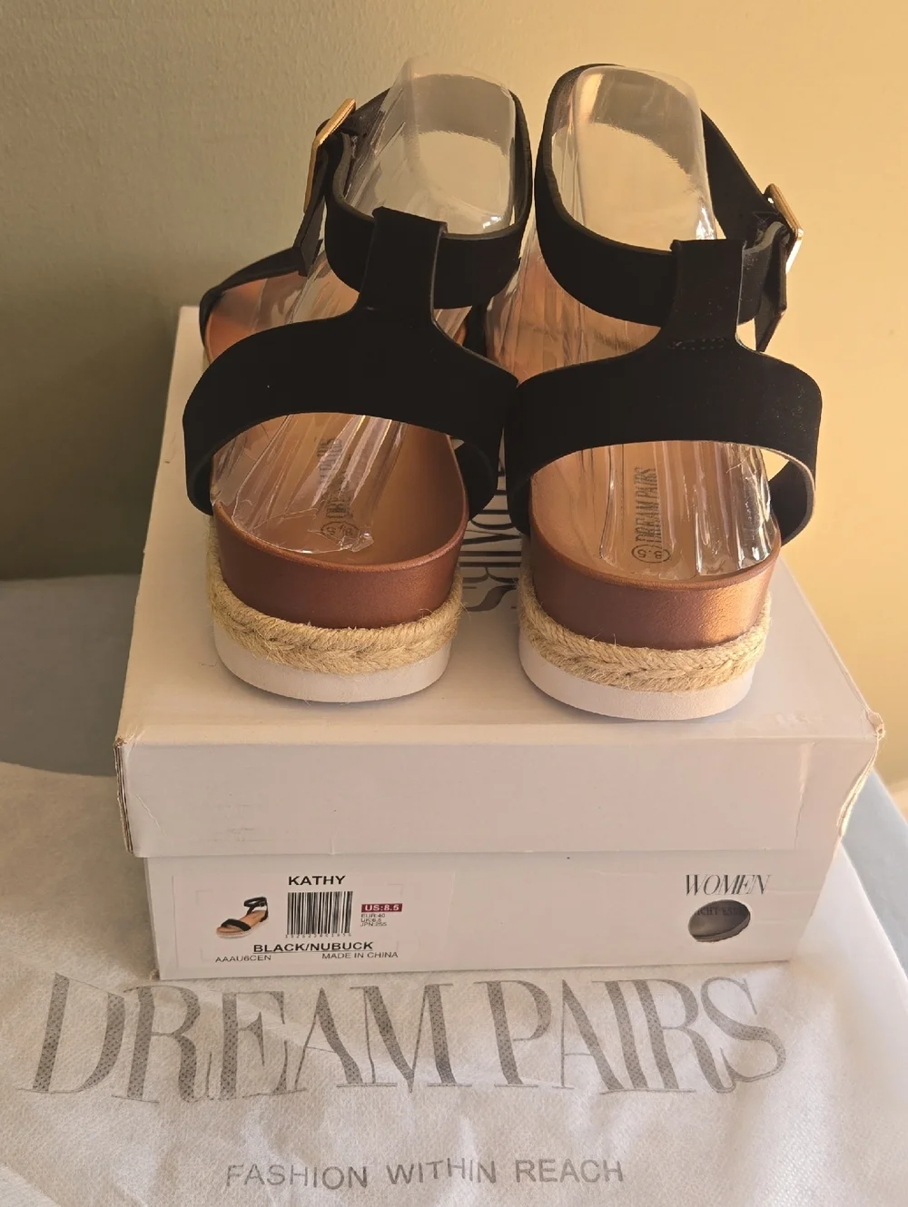 Dream Pairs Black Espadrille Ankle-Strap  Sandals Sz 8.5